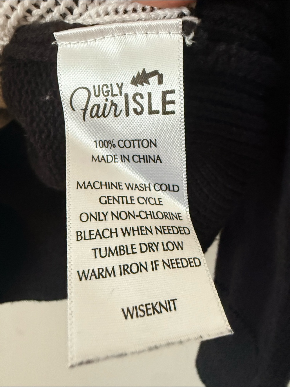 Ugly Fair Isle Black Holiday Sweater with White Knit Detail - Picture 3 of 3